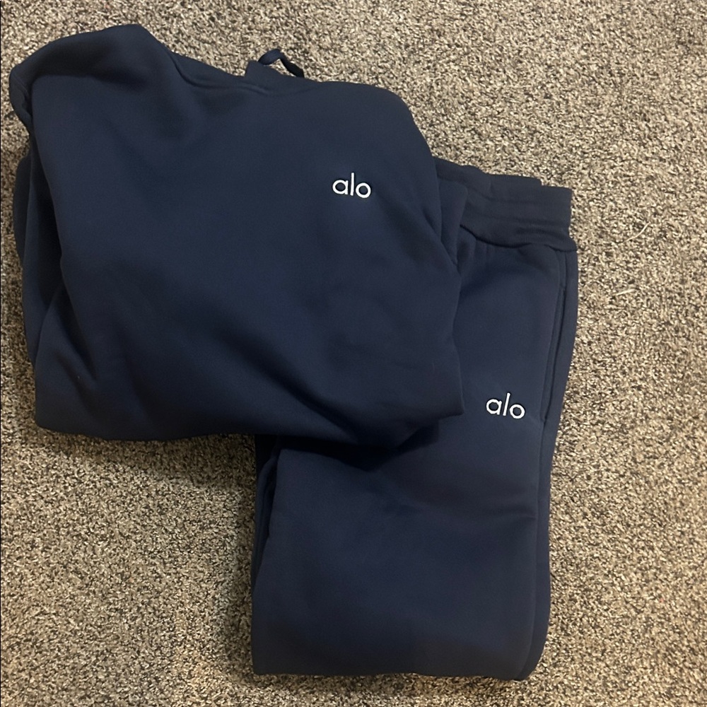 Navy Blue Sweatshirt and Sweatpants Set